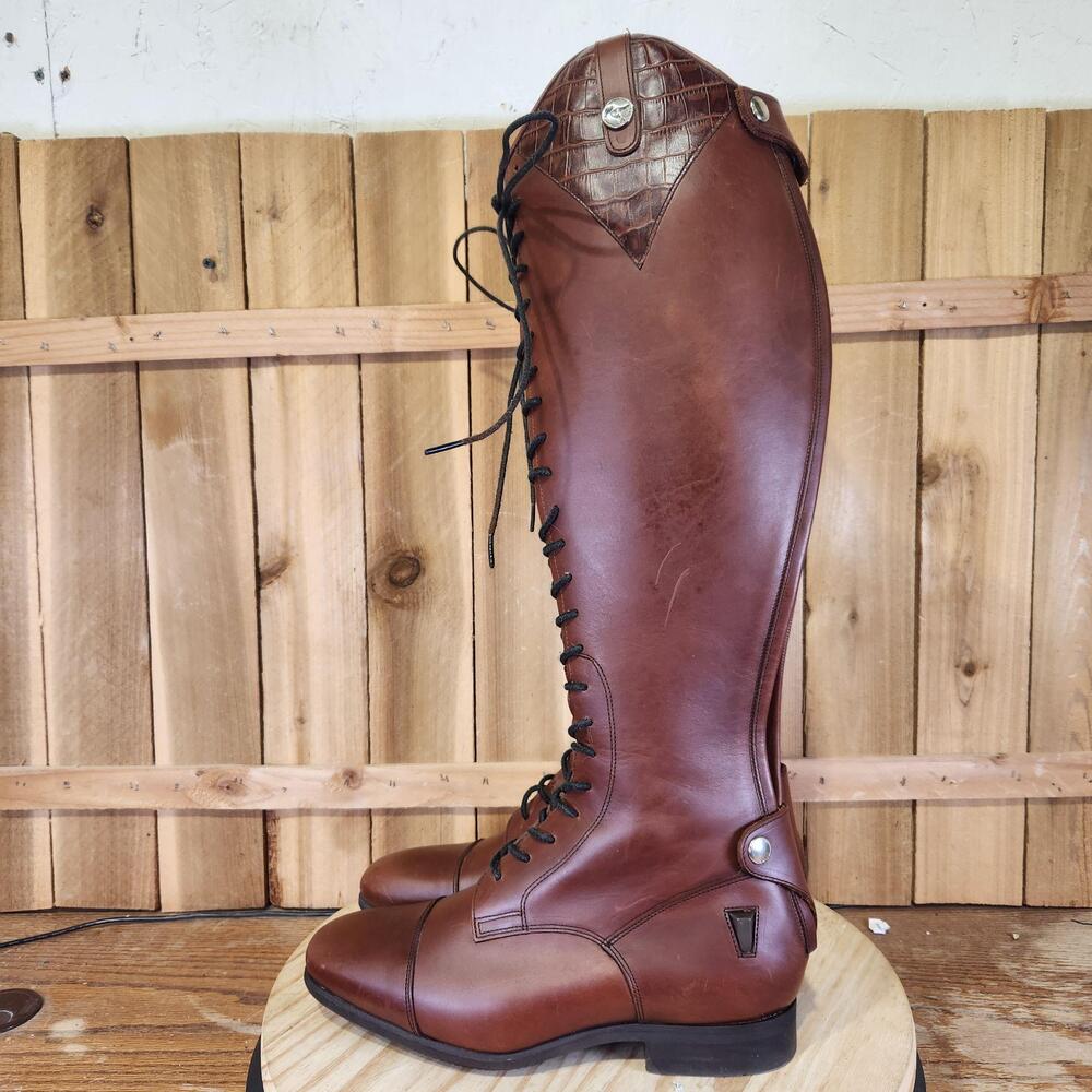 Celeris Bia Dressage Boots Womens 8.5 Brown Leather Lace Up English Equestrian
